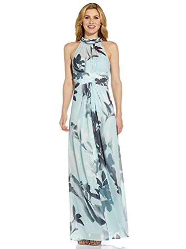 Image of Adrianna Papell Women's Printed Chiffon Halter Gown