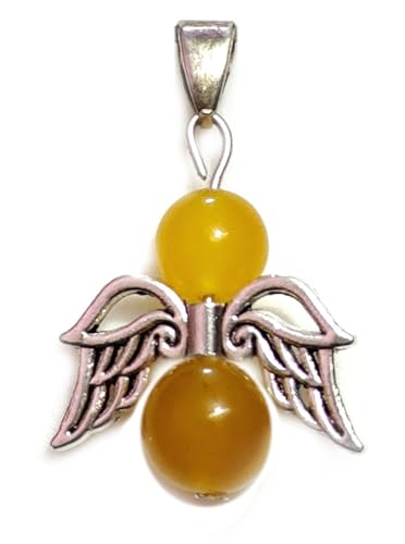 Natural Yellow Jade Crystal Angel Wings Pendant For Men And Women, SMALL, crystal, Jade