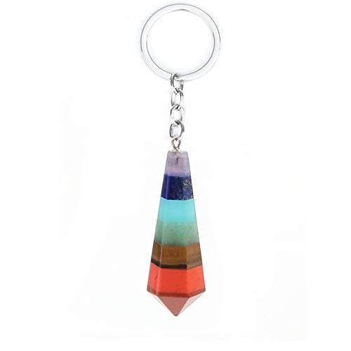 7チャクラストーンヨガネックレス女性男性生クォーツナチュラルダウジング振り子チェーンネックレスビーズペンダントジュエリー作り-C-K5