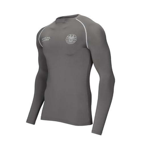Camiseta deportiva de manga larga para hombre, ropa de fitness, elástica, transpirable, de compresión, versátil, para correr, entrenamiento muscular, para hombre, gris, 3XL