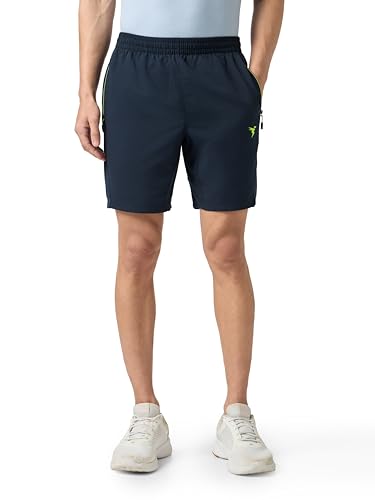 Image of TECHNOSPORT Men Solid Slim Fit Sports Shorts Techno LITE UPF50+ Polyester Mid Rise Drawstring Shorts Pant for Men Gym Workout Running Cricket Casual Quick Dry