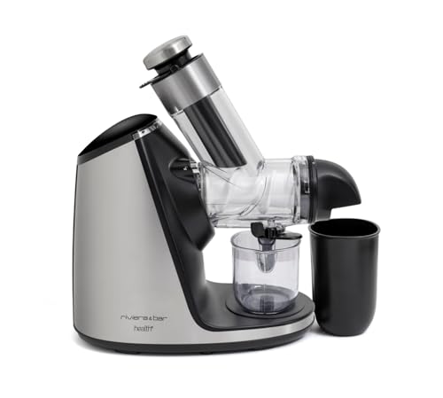 riviera&bar Extracteur de Jus - Horizontal, Vis Céramique à Extraction Lente 70 trs/mn - 200W, Jus et Sorbets - Bec Anti-goutte, Rotation Inverse - Noir