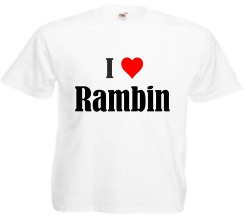 T-Shirt I Love Rambin Größe 2XL Farbe Weiss Druck Schwarz