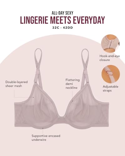 Image of Smart & Sexy Women's Sheer Mesh Demi Underwire Bra - See Through Bras