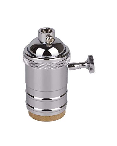 PIANUO Douille Support Culot de Lampe avec Interrupteur en Cuivre Laiton Vintage pour Rétro Edison Style Ampule E27, Argenté Cover