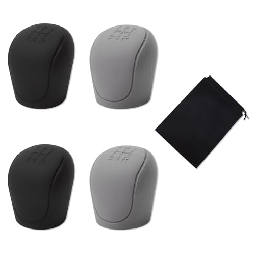 BORISCA 4 Pz Universale Copertura Pomello Cambio in Silicone con Borsa, Morbido Copertura in Silicone per Cambio Auto, Lavabile Copri Pomello del Cambio per Auto per Antiscivolo (A)