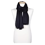 Étole cachemire-soie légère et douce, fabriquée en Italie, Noir , Taille unique
