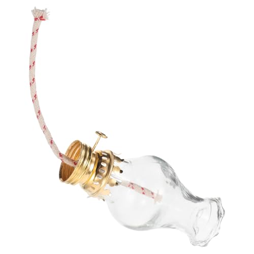 Hemobllo Accessoires pour Lampes à Pétrole Cheminée Verre Transparent Brûleur de Rechange avec Mèche Métallique Globe pour Lampe Vintage