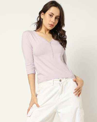 Image of Gap Women Solid Slim Fit Short Sleeves V-Neck Blouse