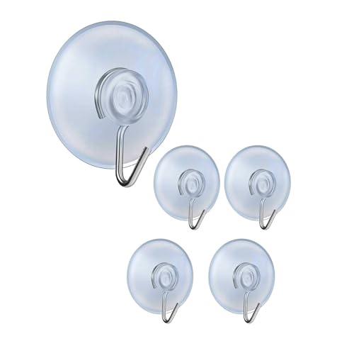 YANGWEN 5 pezzi ganci ventosa, rimovibile trasparente ventosa ventosa ganci a muro gancio per bagno cucina doccia asciugamano ganci a parete appendini accessori (50 mm)