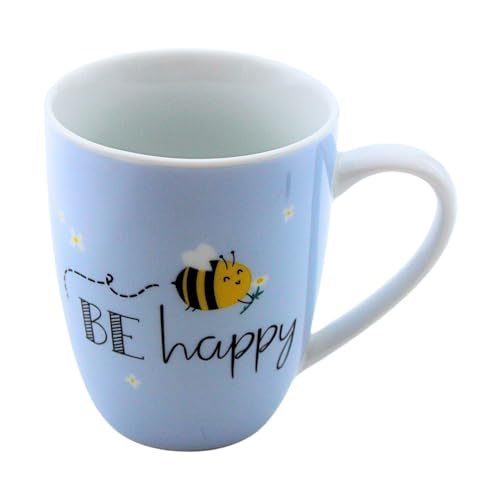 Kaffeebecher/Tasse aus Porzellan, Motiv: Biene, BE happy Größe H/Ø: 10 x 8 cm, Fassungsvermögen 250 ml, Spülmaschinengeeignet.