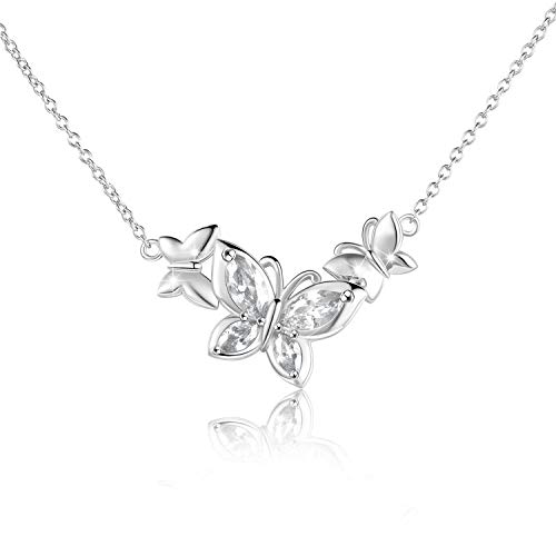 WINNICACA Butterfly Choker Necklace s925 Sterling Silver Birthstone Pendant Necklace Jewelry Gifts for Women Wife Wedding Birthday Christmas gifts
