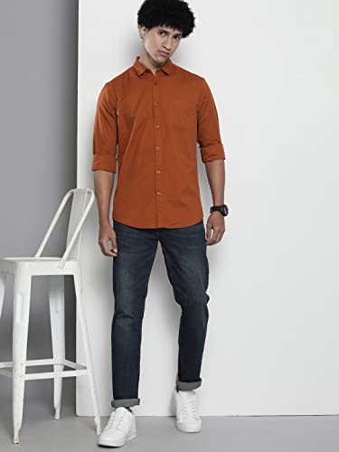 Image of The Indian Garage Co Men Slim Fit Solid Full Sleeves Cutaway Collar Casual Shirt