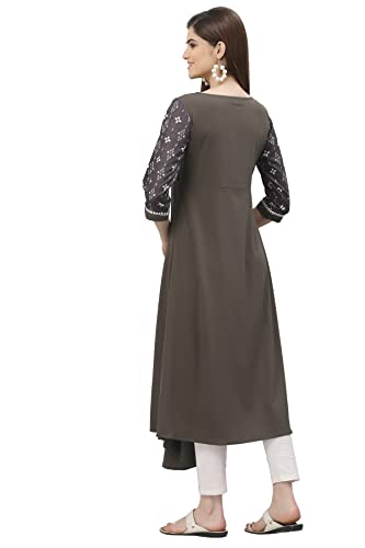Image of Women's Crepe Regular Kurta (ALC9151 Grey XS)