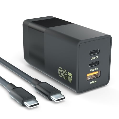 USB-C Charger 65W GAN PD3.0 USB Wall Foldable Fast Charger for Sumsang S25 S25Ultra,S24 S24 Ultra,iPhone 16 15 Series, iPad Pro 11 12.9 inch,MacBook Pro, Dell XPS 3 PortsTravel Charger