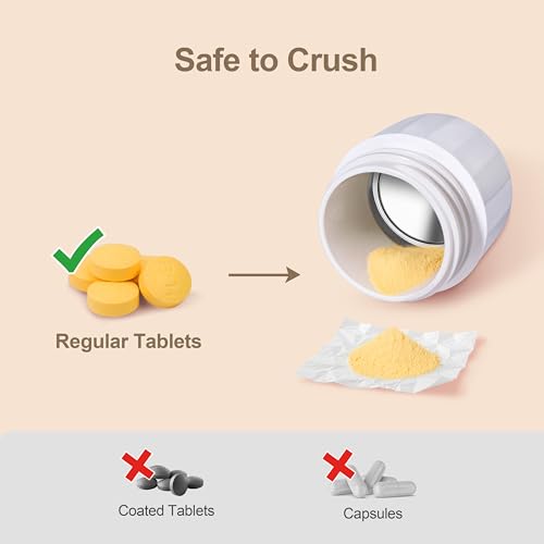 Image of Fullicon Stainless Steel Grinder, Pill Crusher Fine Powder, Black White