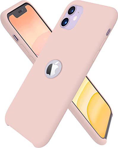 Image of VONZEE Liquid Silicone Soft Back Cover for iPhone 11 Case, Shockproof Slim Camera & Full Body Protection Non Yellowing Cover with Microfiber Lining & Logo Cut (6.1 Inch) -Sand Pink