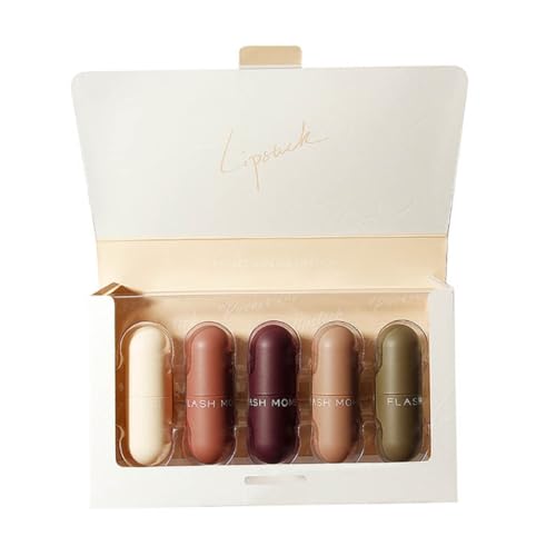Kit de pintalabios mate, minicápsula de 5 uds., larga duración, crema hidratante mate de terciopelo, barra de labios suave, cosmético de labios resistente al agua.