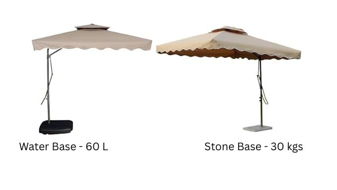 Image of INVEZO Garden Outdoor Patio Umbrella MS SIDE POLE SQUARE (2.2 x 2.2 sq mtr) Big size umbrella /terrace Balcony Outdoor cantilever umbrella With Base