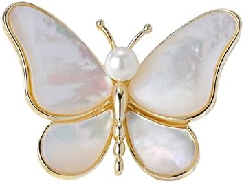 HETICA Pearl Butterfly Pins Women Animal Shell Butterfly Novel Pin Safety Brooch Pins, Enamel Pins for Clothing Backpack Hat Decoration, Mother's Day Valentine's Day Anniversary Birthday Gifts for Women