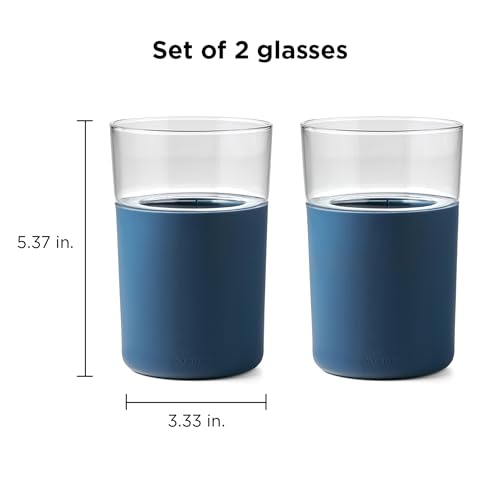 Image of Rabbit Freezable Beer Glass Set of 2 with Cooling Gel Packs and Silicone Sleeves - Slate, Insulated Freezer Beer Glasses That Keep Beer Cold for Hours