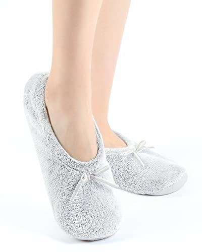 Image of Panda Bros 2 Pairs Women's Ballerina House Slippers, Anti-Skid Comfy Warm Ballet Style Slippers