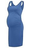 Smallshow Women's Maternity Dress Sleeveless Ruched Pregnancy Clothes Summer,Grey Blue,L