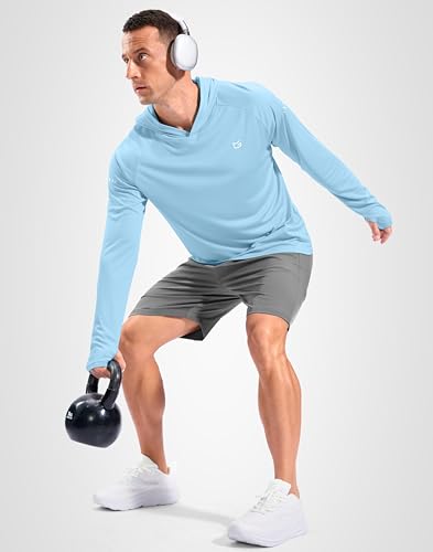 Image of Men's Sun Protection Hoodie Shirts Long Sleeve UPF 50+ Swim Shirts for Men Rash Guard Fishing Shirt Quick Dry