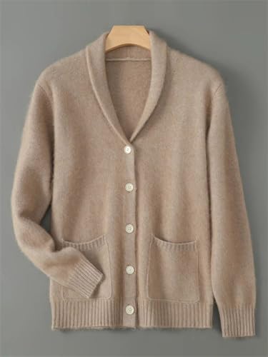 Men's 100 Percent Mink Cashmere Cardigan Turn Down Collar Fall Winter Smart Casual Thick Long Sleeve with Pockets2