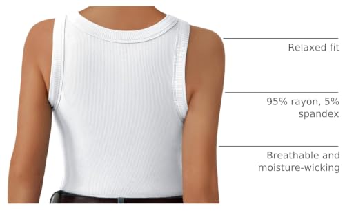 C.O.Z.Y Tank Tops for Women Ribbed Racerback Top Shirts High Neck Tank Casual Slim fit Basic Summer Tops White M — view 4