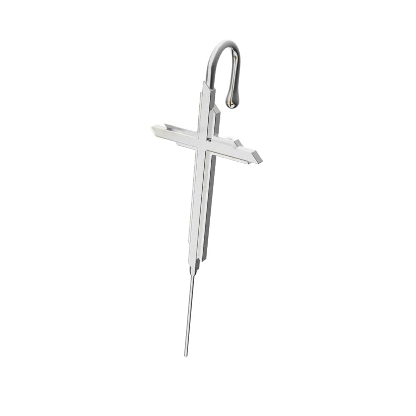 VINE CROSS- Pure Titanium Steel Ear Crawler Hook Pin Cuff Earrings for Men & Boys-image-17