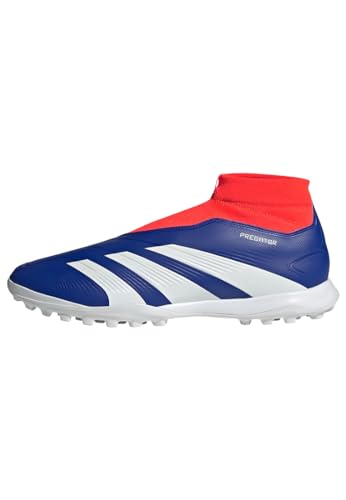 adidas Unisex Predator League Laceless Football Boots Turf, Lucid Blue/Cloud White/Solar Red, 43 1/3 EU