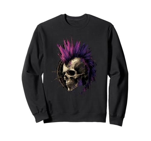 Punk Skull Mohawk Hairstyle Design Sweatshirt