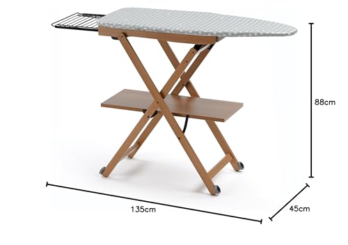 Arredamenti Italia Stirocomodo (621)- Tabla de Planchar Plegable, Hecha en Madera de Haya Maciza, Ajustable 4 Alturas 84-88 - 91-93 cm x 135 cm (Ancho), Acabado Cerezo