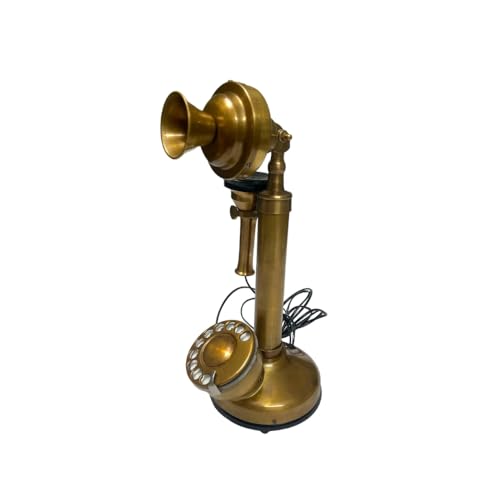 Teléfono de candil con disco rotatorio bronce antiguo miniatura 6