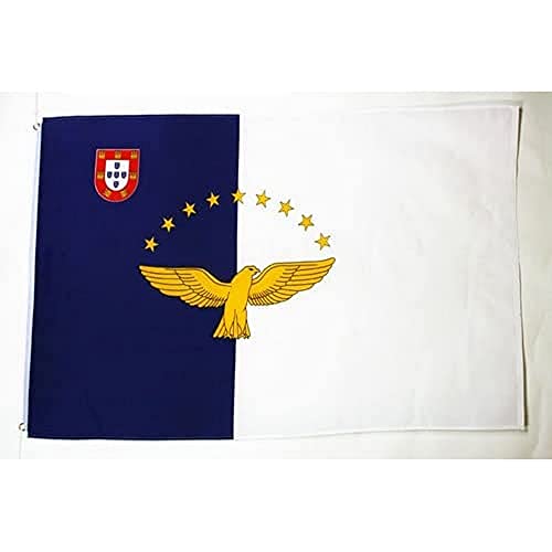 AZ FLAG - Bandeira dos Açores - 150 x 90 cm - Bandeira dos Açores - Portugal 100% poliéster com ilhoses de metal integrados - 110 g, cores vivas e resistentes à descoloração