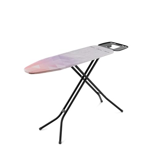 Vileda Diamond Medium Ironing Board - Height Adjustable up to 97cm - Foldable - Titanium-Coated Ironing Cover - Longer Like New - Compact and light - 120 x 38cm