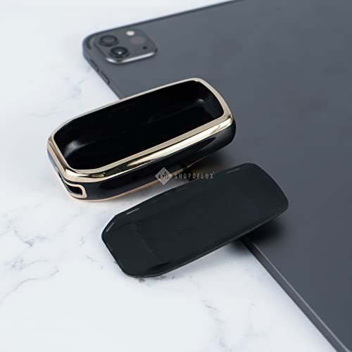 Image of SHOPOFLUX TPU Key Cover Compatible with Toyota Fortuner | Fortuner Legender | Innova Hycross | Invicto 3 Button Smart Key (Black)