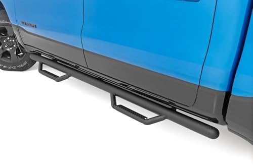 Rough Country Nerf Step Bars for Ram 1500 (2019-2025) 1500 TRX (2021-2024) Crew Cab - Rugged Full Length Nerf Bars with Side Steps, Bolt-On Install