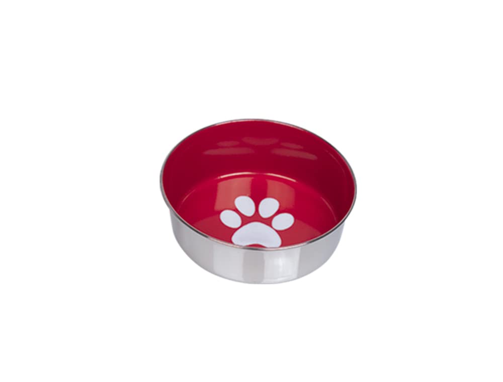 Nobby Heavy Paw Anti-Slip Stainless Steel Bowl, 23.5 cm, Red/Silver