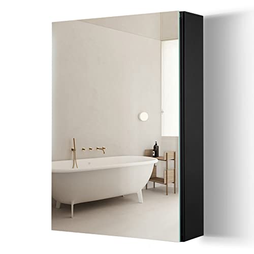 COSCOOA Recessed or Surface Mount Mirror Cabinet 24x15 Inch Bathroom Medicine Cabinet with Mirror Door, Wall Mounted Medicine Cabinet Storage with 2 Tier Adjustable Shelved, Aluminum, Black COSCOOA Recessed or Surface Mount Mirror Cabinet 24x15 Inch Bathroom Medicine Cabinet with Mirror Door, Wall Mounted Medicine Cabinet Storage with 2 Tier Adjustable Shelved, Aluminum, Black