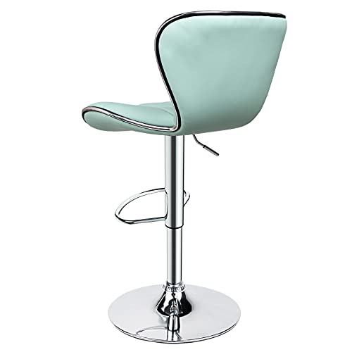 Leopard Shell Back Adjustable Swivel Bar Stools, Pu Leather Padded With Back, Set Of 2 (Mint Green) #TOP3