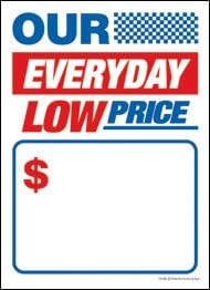 T50OEL | Our Everyday Low | Price Cards | Slotted Sale Tags - 5 x 7 (100 Pack)