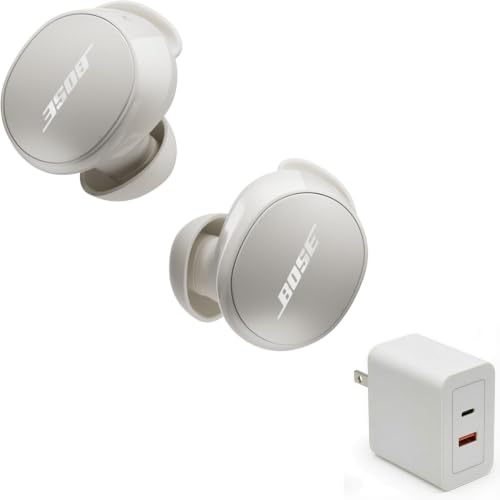 Bose QuietComfort Earbuds Bundle with Fast Charger - True Wireless Bluetooth Earbuds with Active Noise Cancellation and Mic, USB-C Charging, IPX4 Rating, Up to 8.5 Hours of Playtime, (White) - image 1