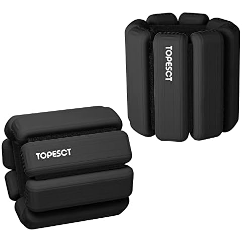 TOPESCT Adjustable Wrist Weights - Set of 2 (1lb Each) | Wearable Wrist & Ankle Weights Bracelet for Yoga, Dance, Barre, Pilates, Cardio, Aerobics, Walking (1lb/each, Black) Cover