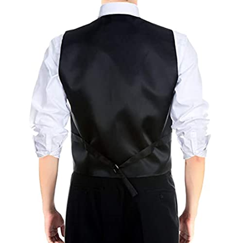 Groomsmen Solid Color Dress Waistcoat with Bowtie Men's Formal Business 6 Buttons Suit Vest for Party Dating Employee (Color : Light Blue, Size : Medium)2