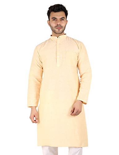 latest chikan Men's Cotton Solid Regular Long Kurta - Casual Ethnic Wear-picture-20