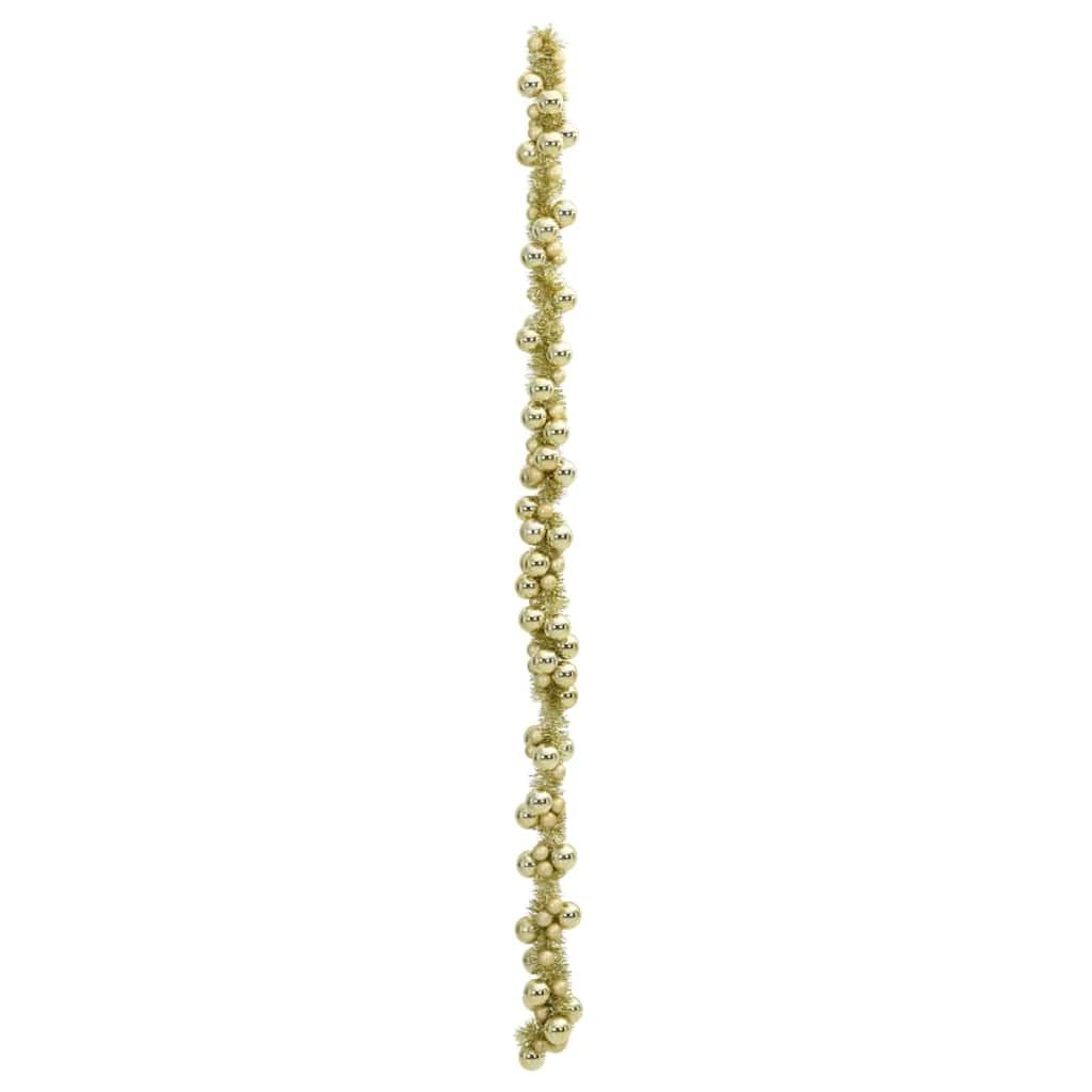 Weihnachtskugelgirlande Gold 186 cm aus Polystyrol für Innen und Außenbereich, leicht, faltbar und langlebig, festliche Dekoration für Wohnzimmer, Tür, Geländer und Advent