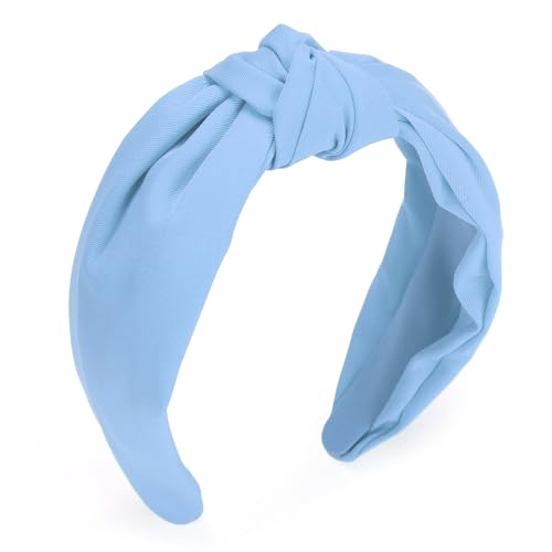 Etercycle Headband for Women, Knotted Wide Headband, Yoga Hair Band Fashion Elastic Hair Accessories for Women (Light Blue)