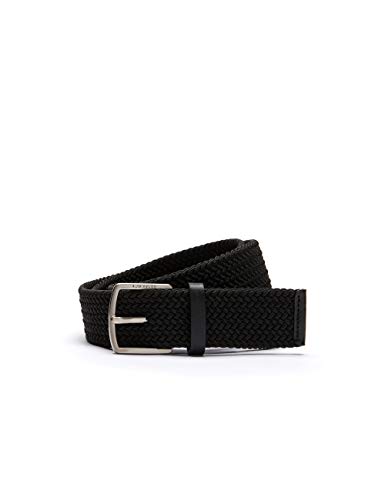 Ceinture homme casual Lacoste maroquinerie fine en cuir noir